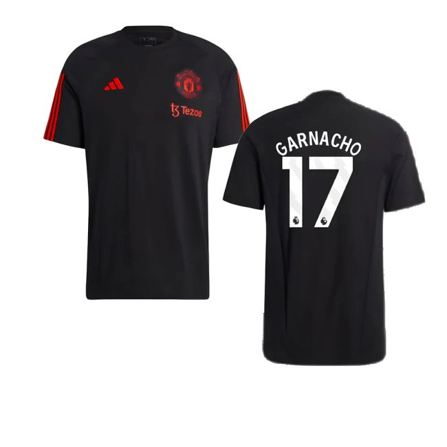 Men's 2023-2024 Man Utd Training Tee (Black) (Garnacho 17)