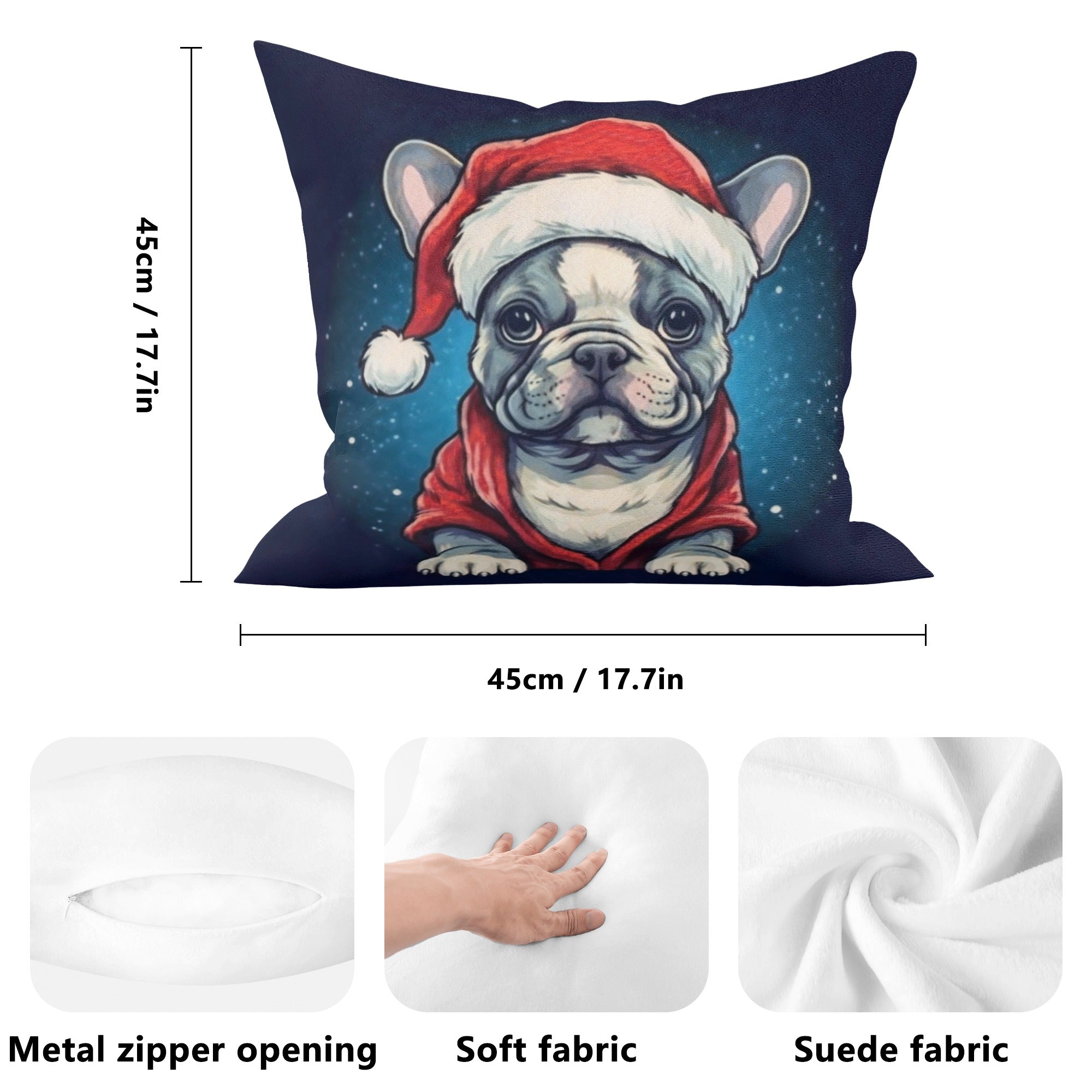 Stylish Fashion-Forward Santa Frenchie - Pillow Cover for Daily Life