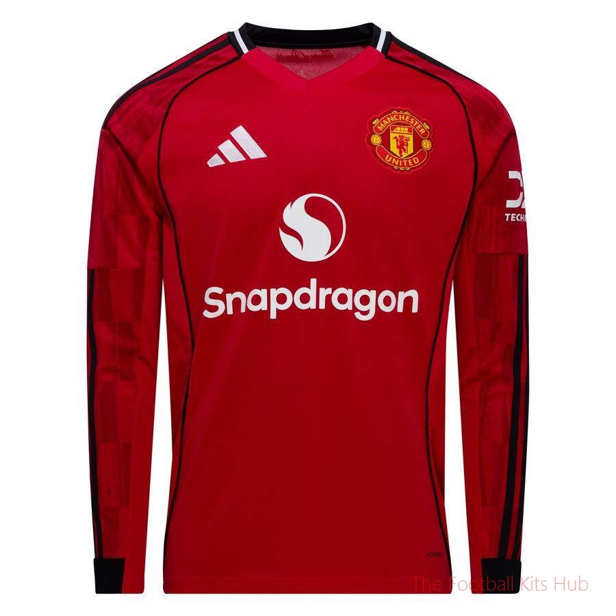 Manchester United Home Shirt 2025/26 Kids Long Sleeves