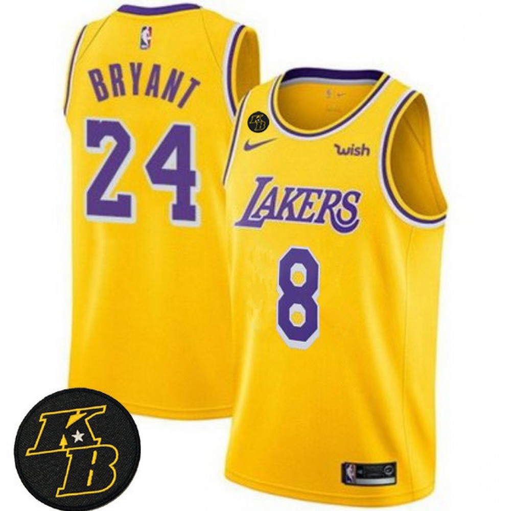 Fan Favorite Durable Men's LA Lakers #8 Back Yellow Basketball Jersey