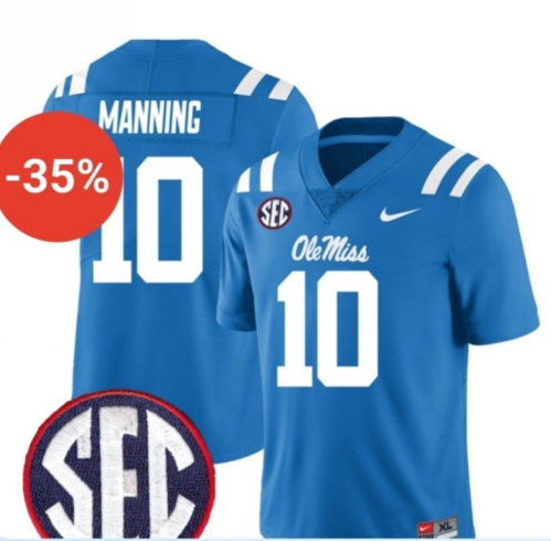 Men's None Eli Manning #10 official Blue 2024 high quality Jersey