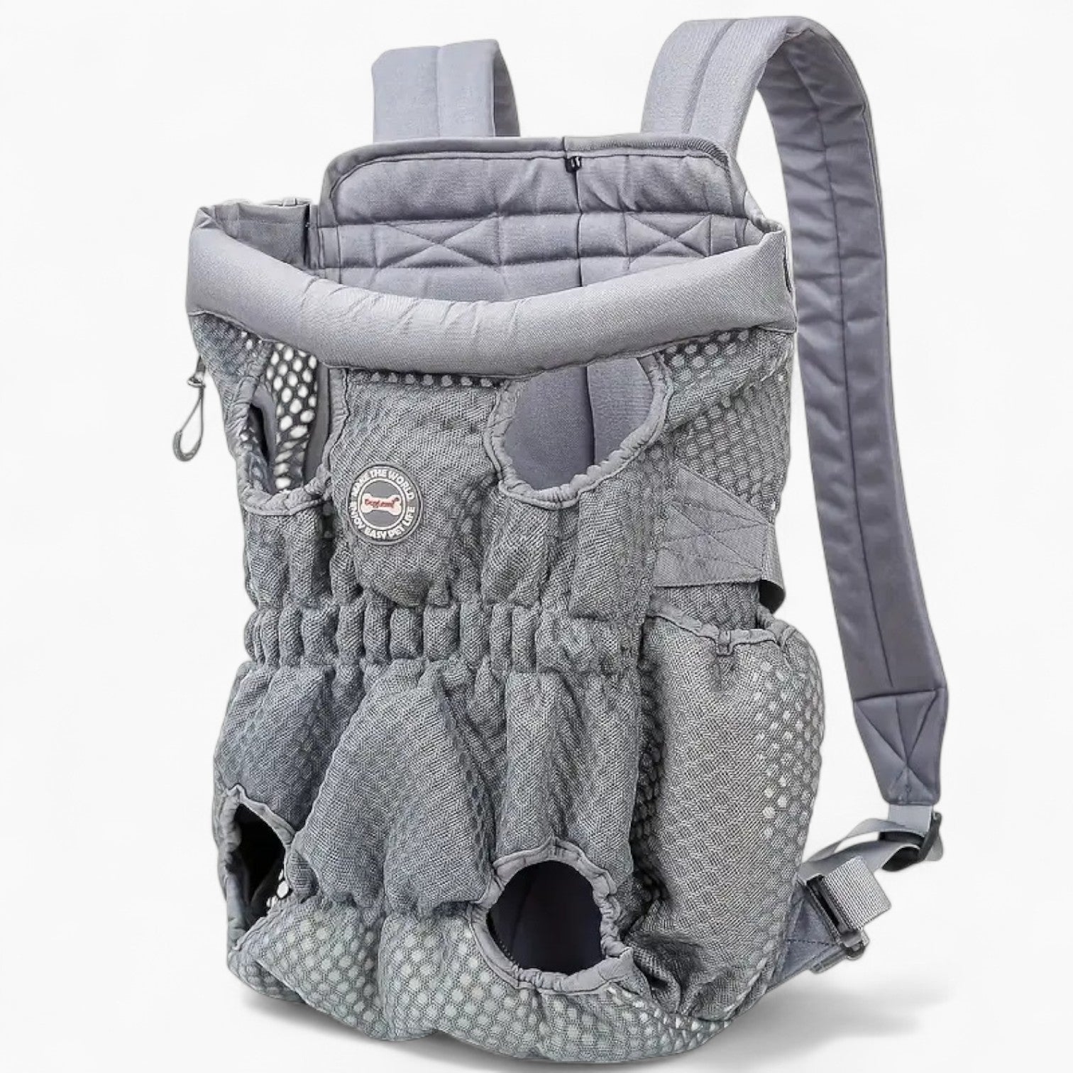 WoofCarry Frenchie Backpack - Breathable Mesh Pet Carrier with Neck Support & Safety Strap