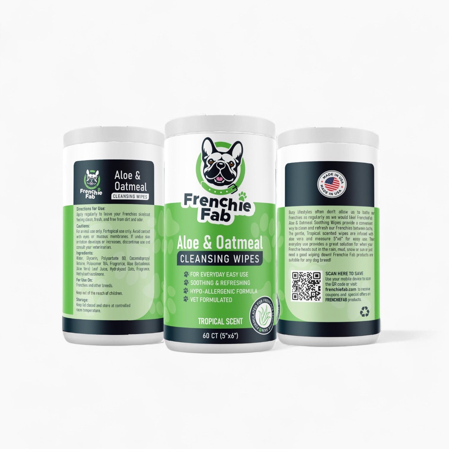 French Bulldog Frenchie Aloe Oatmeal Cleansing Wipes – Soothing