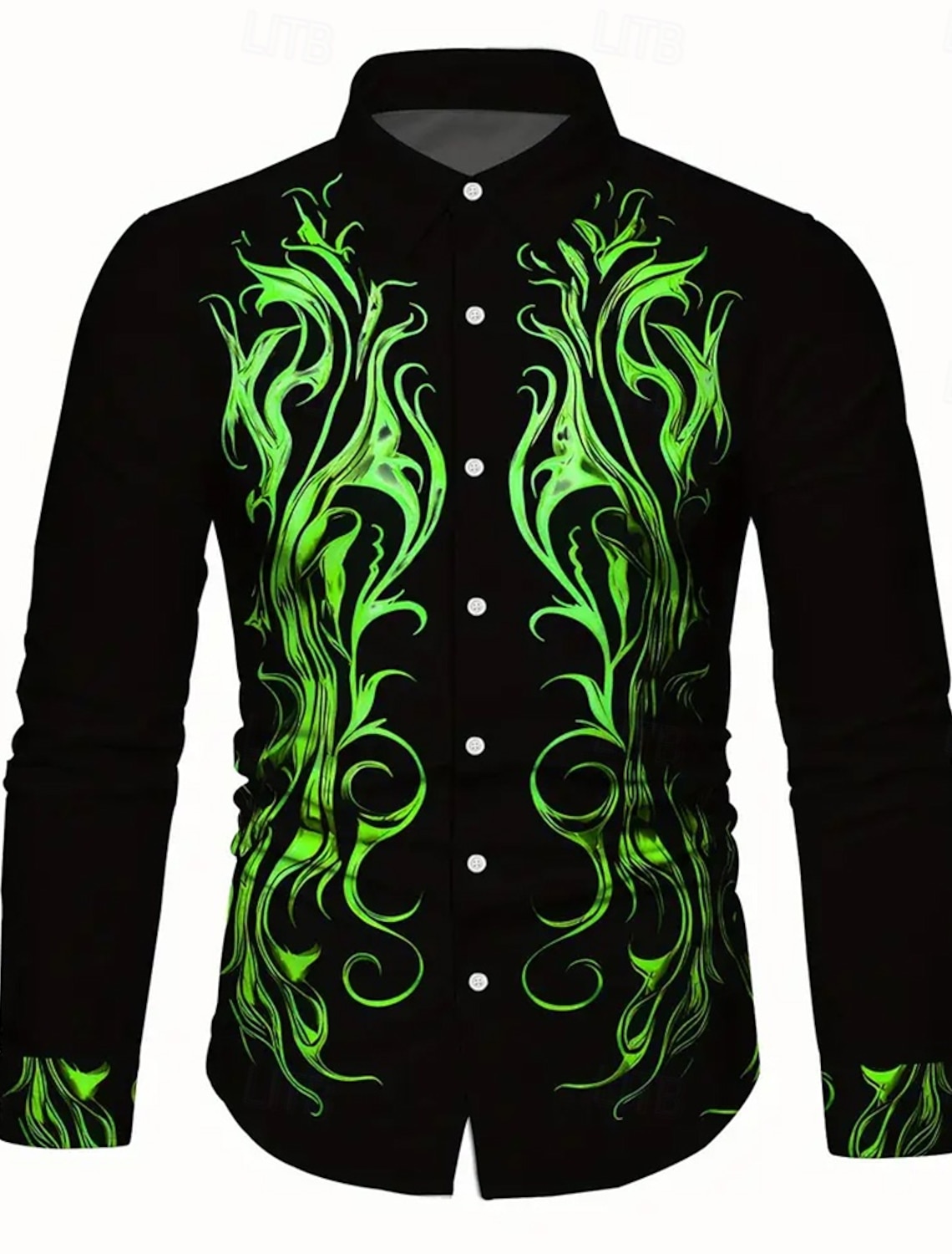 Men's Geometric Scrollwork Costumes Shirt Button Up Casual Dress Long