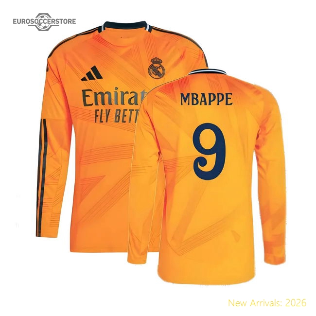 Real Madrid Long Sleeve Away Kit 2024-2025 Supporter Wear Jersey