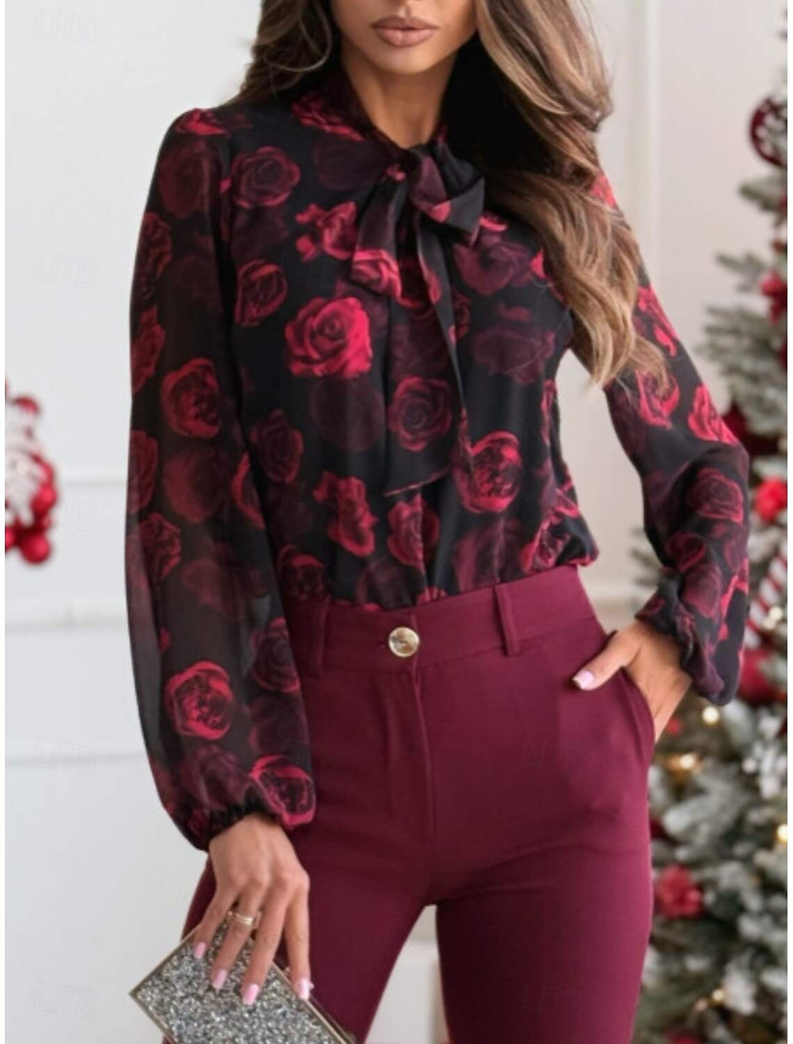 Women's Shirt Blouse Casual Floral Regular Tops Long Sleeve Turtleneck Buttons Print Regular Fit Daily Spring & Fall