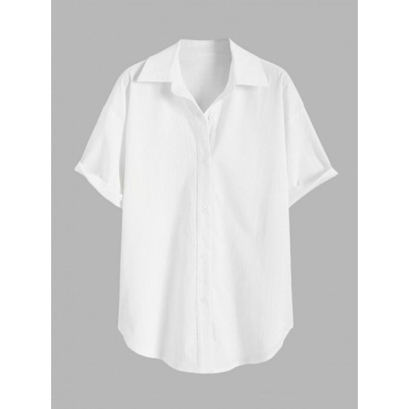 Solid Oversized Button Down Shirt VO6766