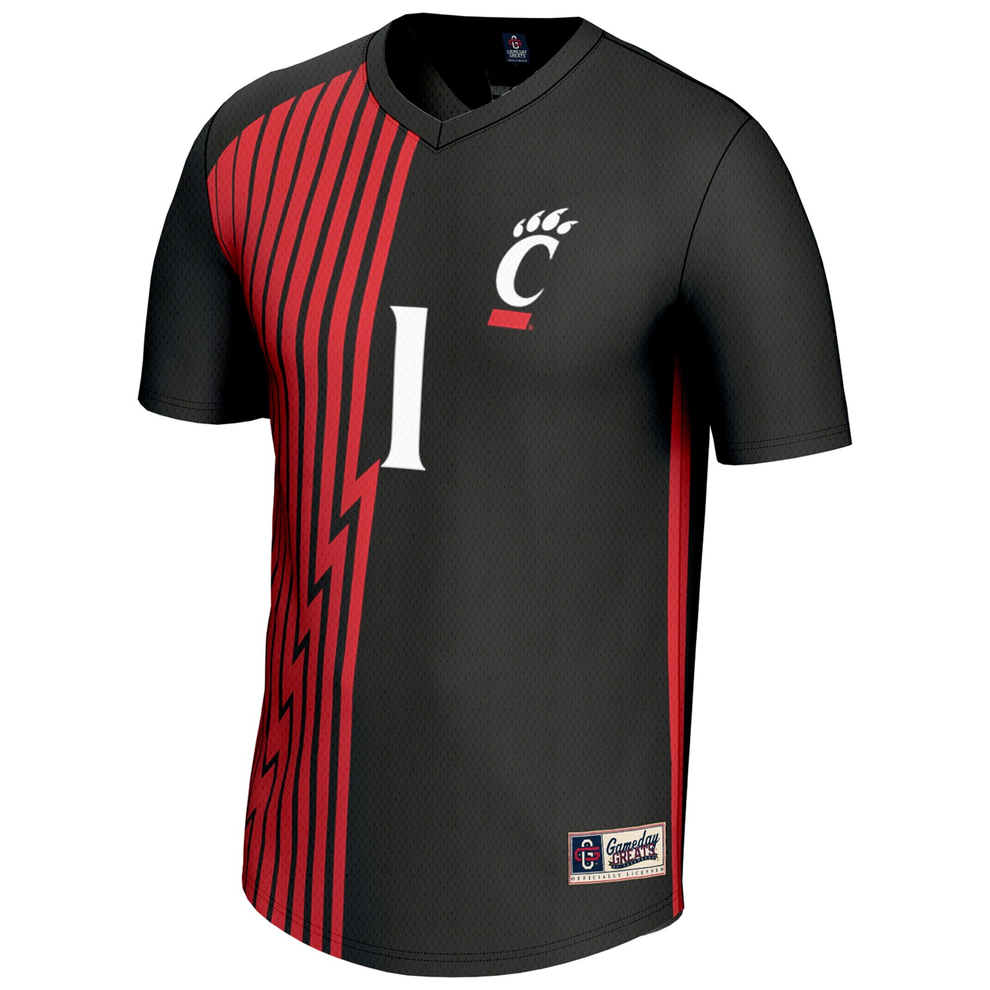 [SJH] Cincinnati Bearcats GameDay Greats Unisex Lightweight Collegiate Soccer Fashion Jersey - Black