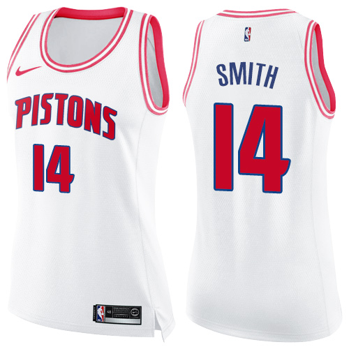 Pistons #14 Ish Smith Durable 2024 Icon NBA Jersey - White Swingman