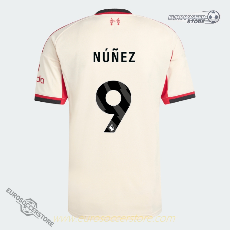 Away Jersey of Liverpool's NÚÑEZ 9 for the 25-26 Season