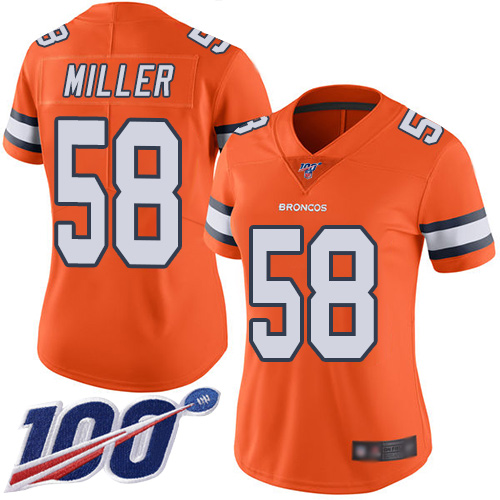 Authentic NFL s Denver Broncos #58 Von Miller Orange Limited Jersey