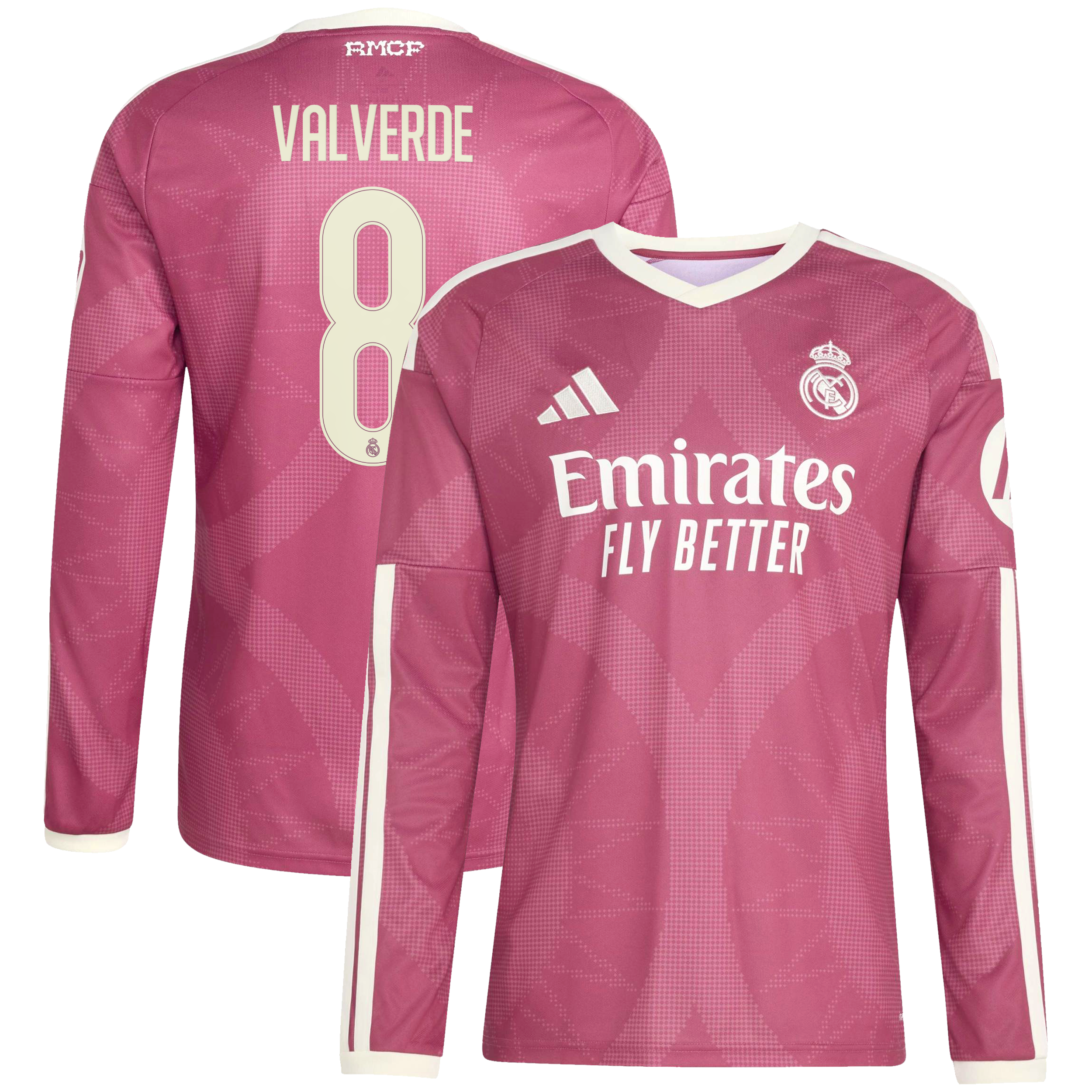 [LK] Women's Federico Valverde Real Madrid 2026/27 Third Replica Long Sleeve Jersey - Pink