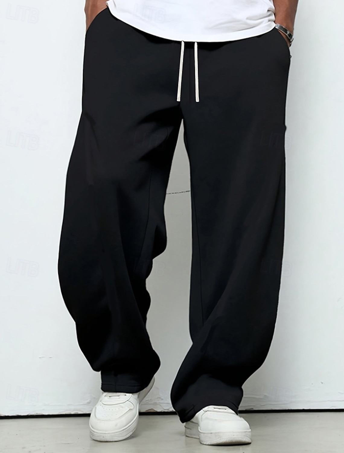 Men's Sweatpants Trousers Straight Leg Drawstring Pocket Elastic Wa #2
