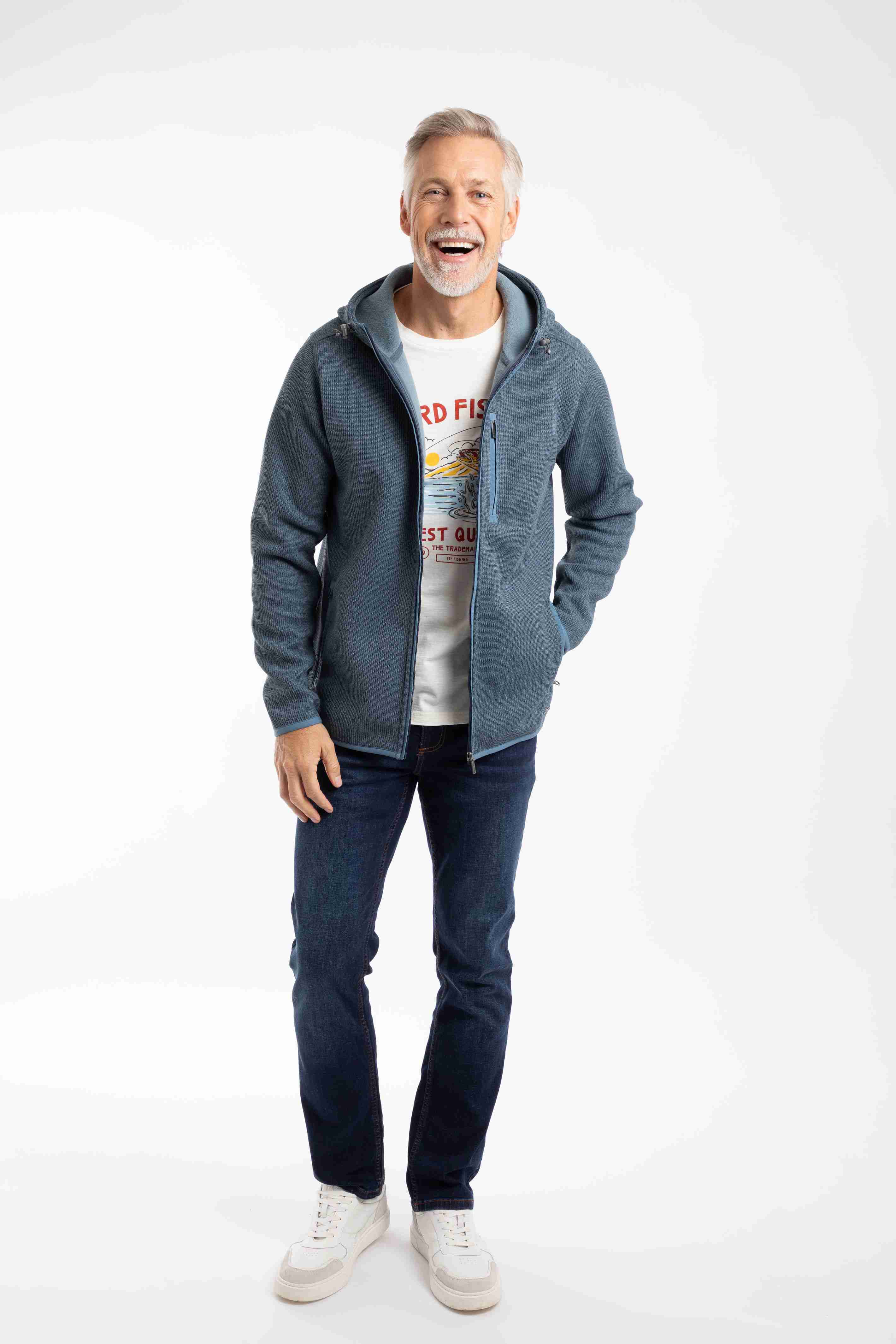 Lockie Full Zip Bonded Fleece Hoodie Blue Mirage