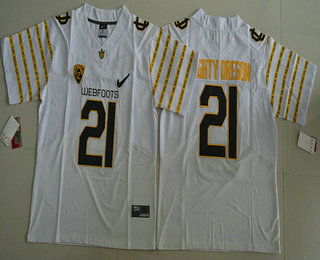 Men's None #21 None White 2016 away jersey team authorized Jersey