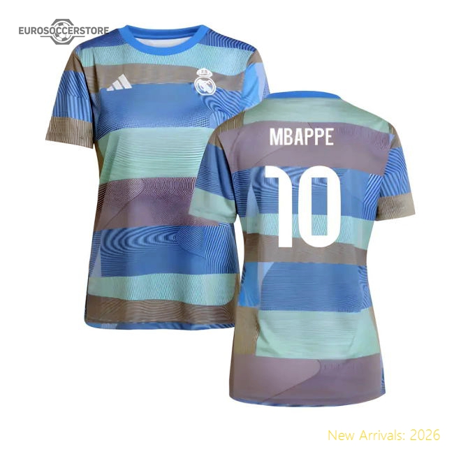 Fan-Favorite 2025-2026 Real Madrid Pre-Match Shirt (Bluebird) - Womens (Mbappe