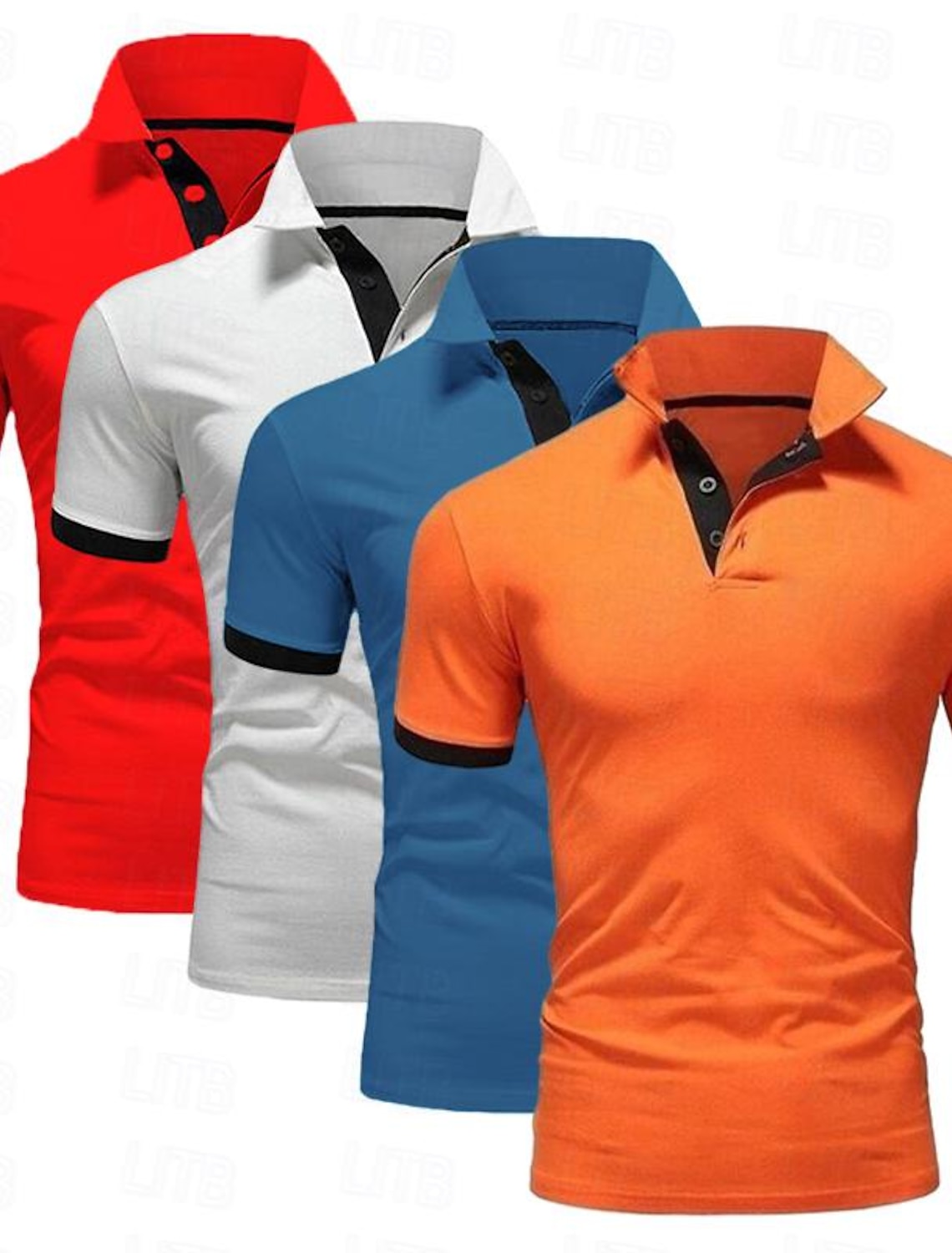 4 Pack Men's Polo T-Shirt Golf Shirt Casual Sports Workwear Office