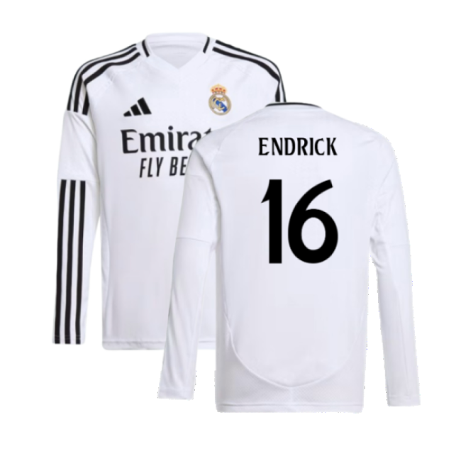 2024-2025 Real Madrid Long Sleeve RM Elite Home Shirt (Kids) (Endrick
