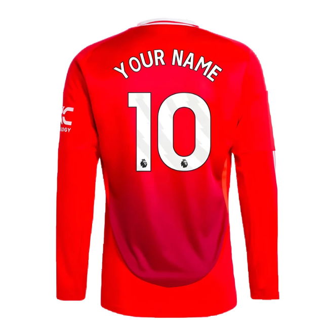 2024-2025 Man Utd Long Sleeve Home Jersey (Your Name)