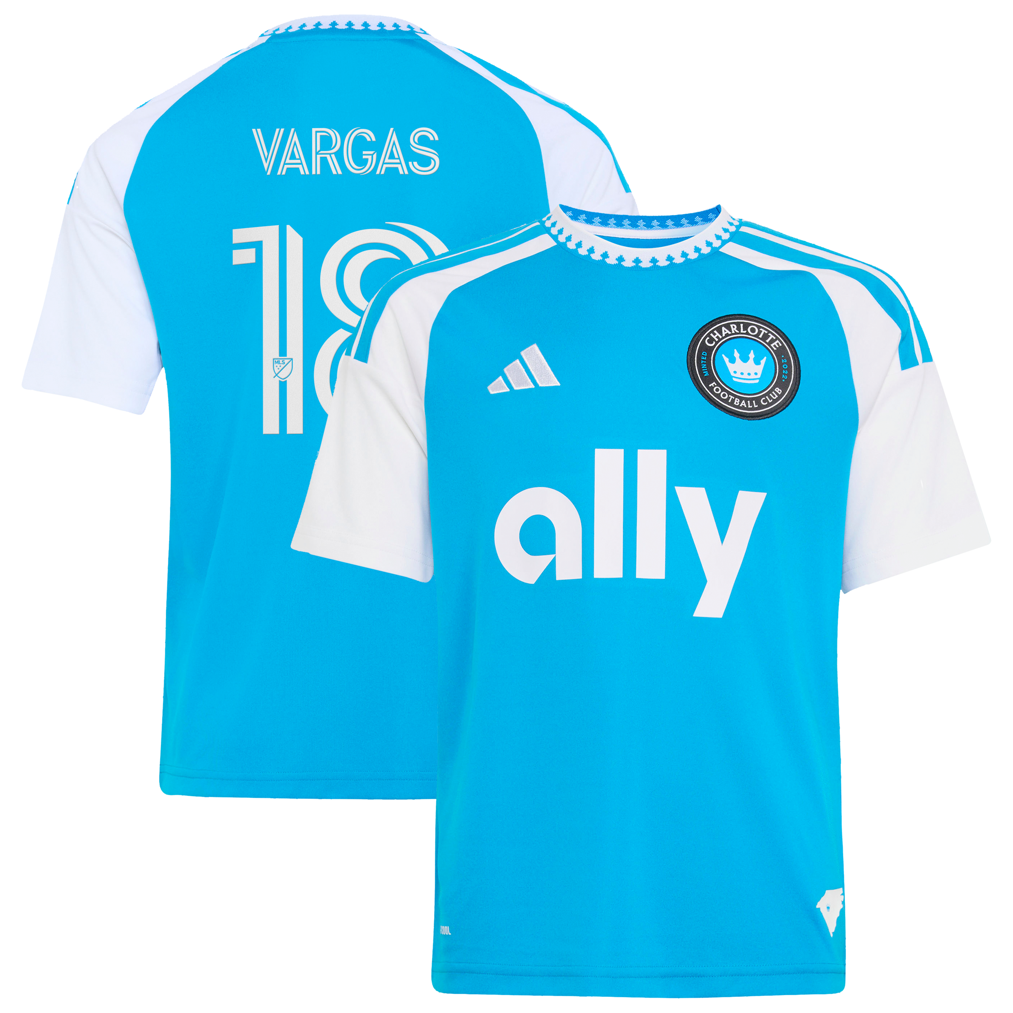 [LK] Kerwin Vargas Charlotte FC Youth 2026 Carolina Kit: Crowns Up Replica Jersey - Blue
