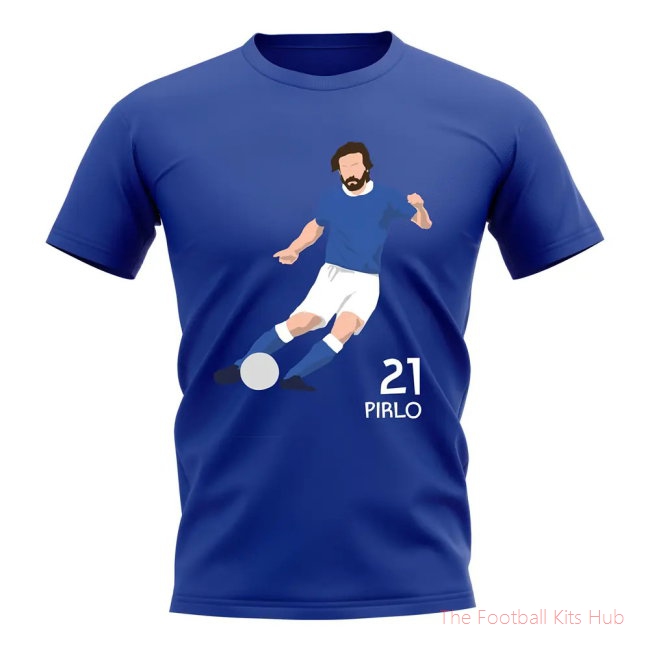 Andrea Pirlo Italy Player Graphic T-Shirt (Blue)