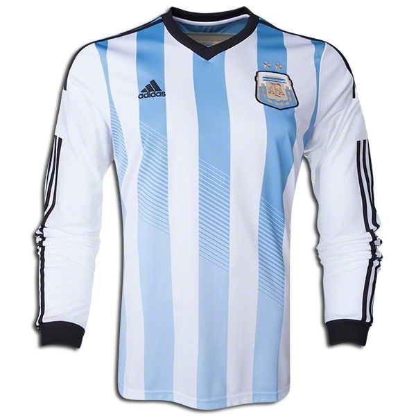 2014 Argentina Home Soccer Long Sleeve Jersey Shirt - Official