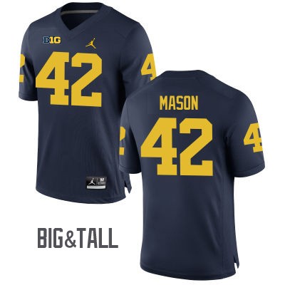 premium Men's Michigan UM Ben Mason #42 Blue 2024 Football Jersey
