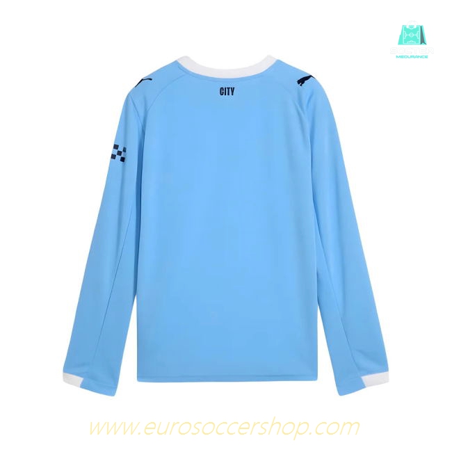 2025-2026 Man City Long Sleeve Home Shirt (Kids) (De Bruyne 17)