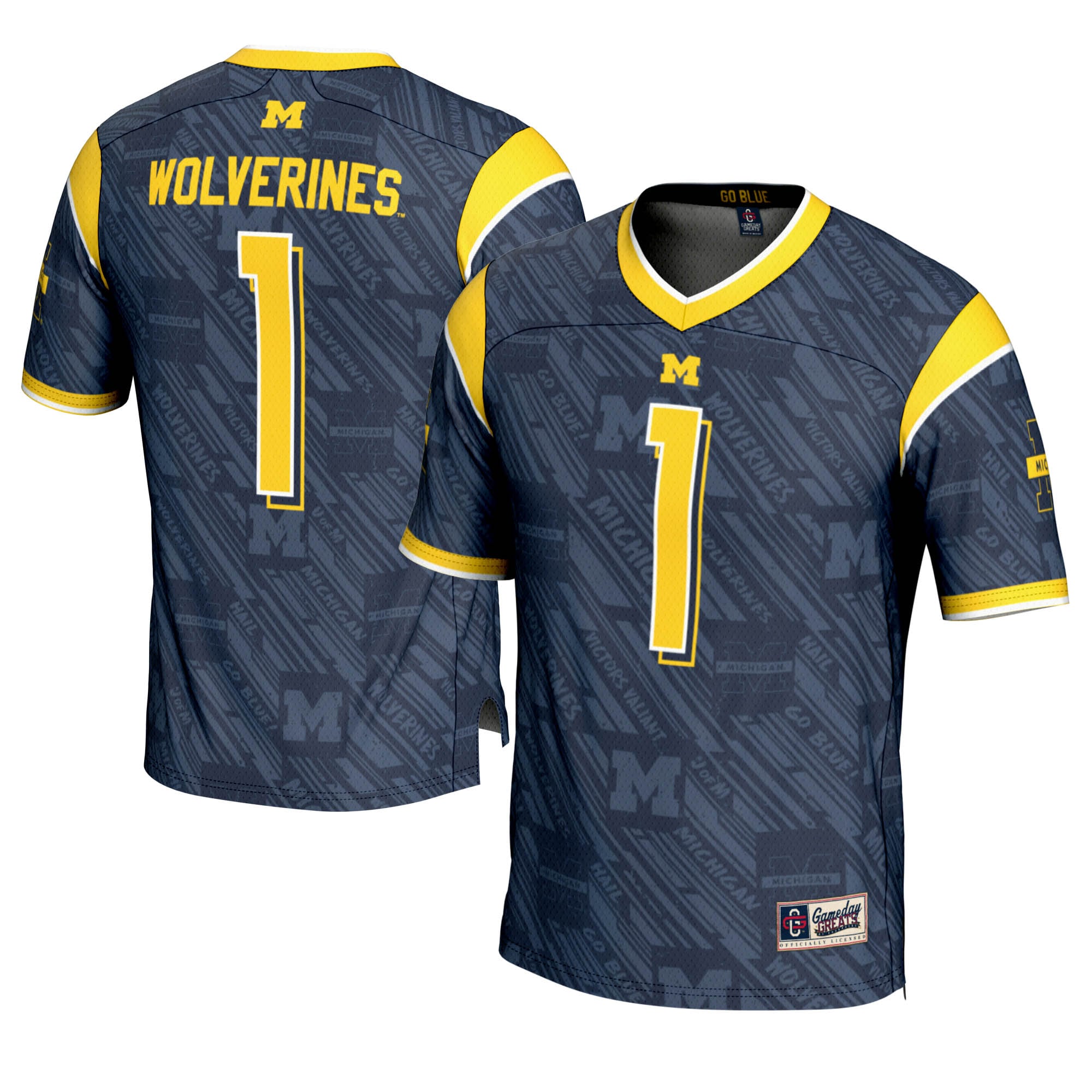 Michigan Wolverines #1 GameDay Greats Navy Highlight Print Football Fashion 2026/2027 Football Jersey