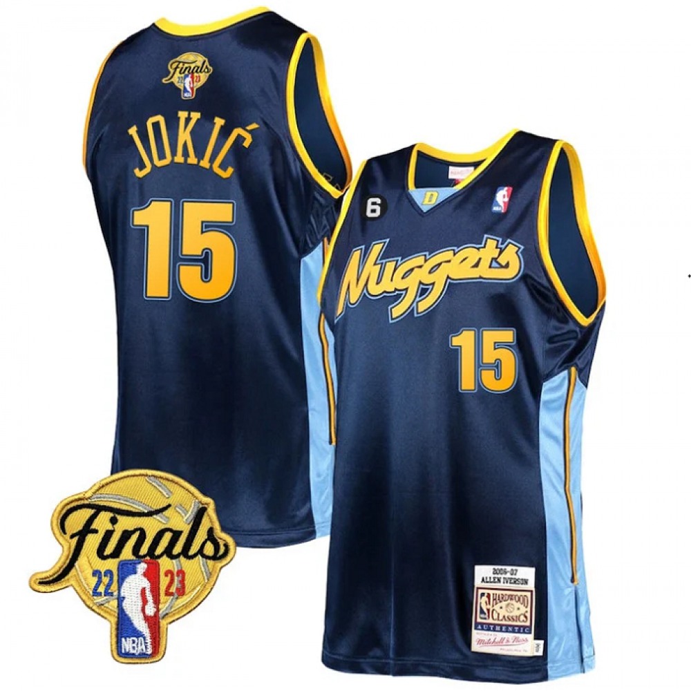 Authentic Nikola Jokic15 Denver Nuggets Navy Jersey - - Basketball Fan Gear