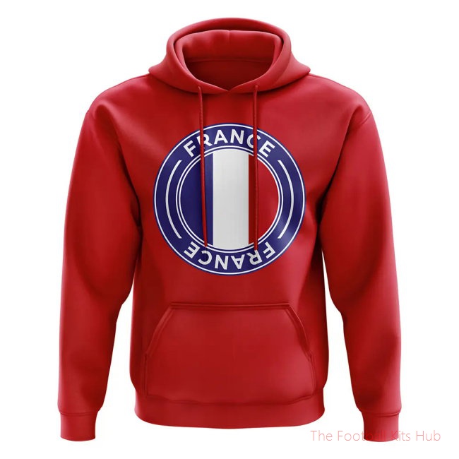 Men France Football Badge Hoodie (Red) UEFA Euro
