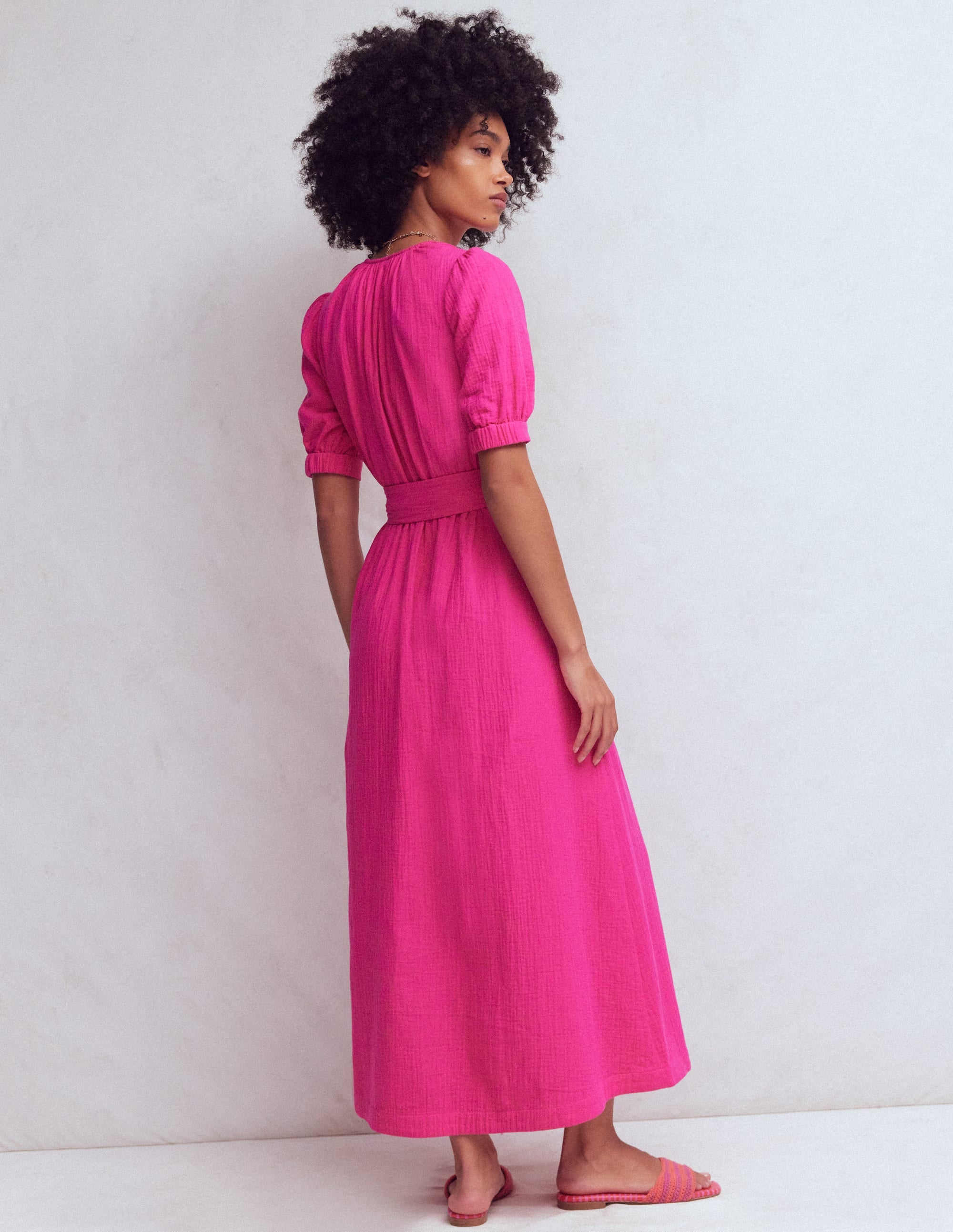Double Cloth Puff Sleeve Dress