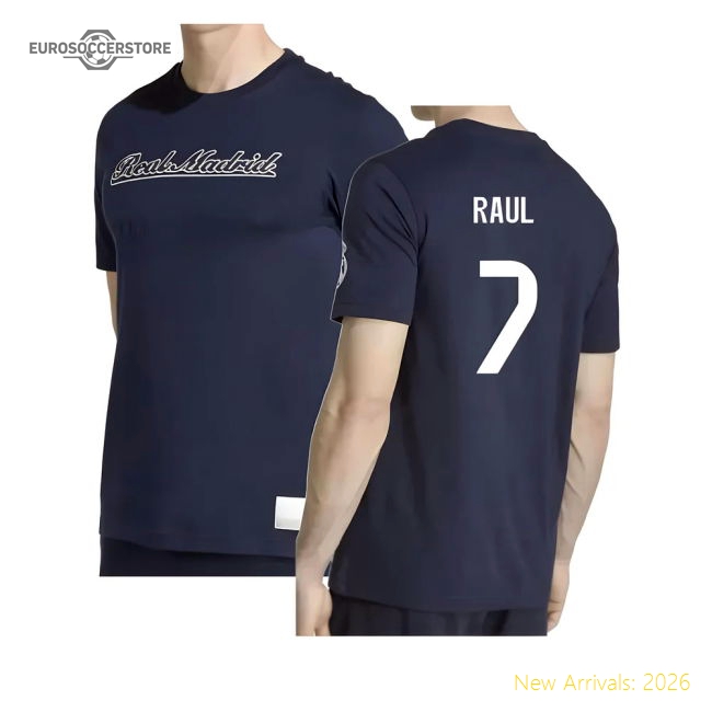 Match-Day Genuine 2025-2026 Real Madrid Us Tee (Navy) (Raul 7)