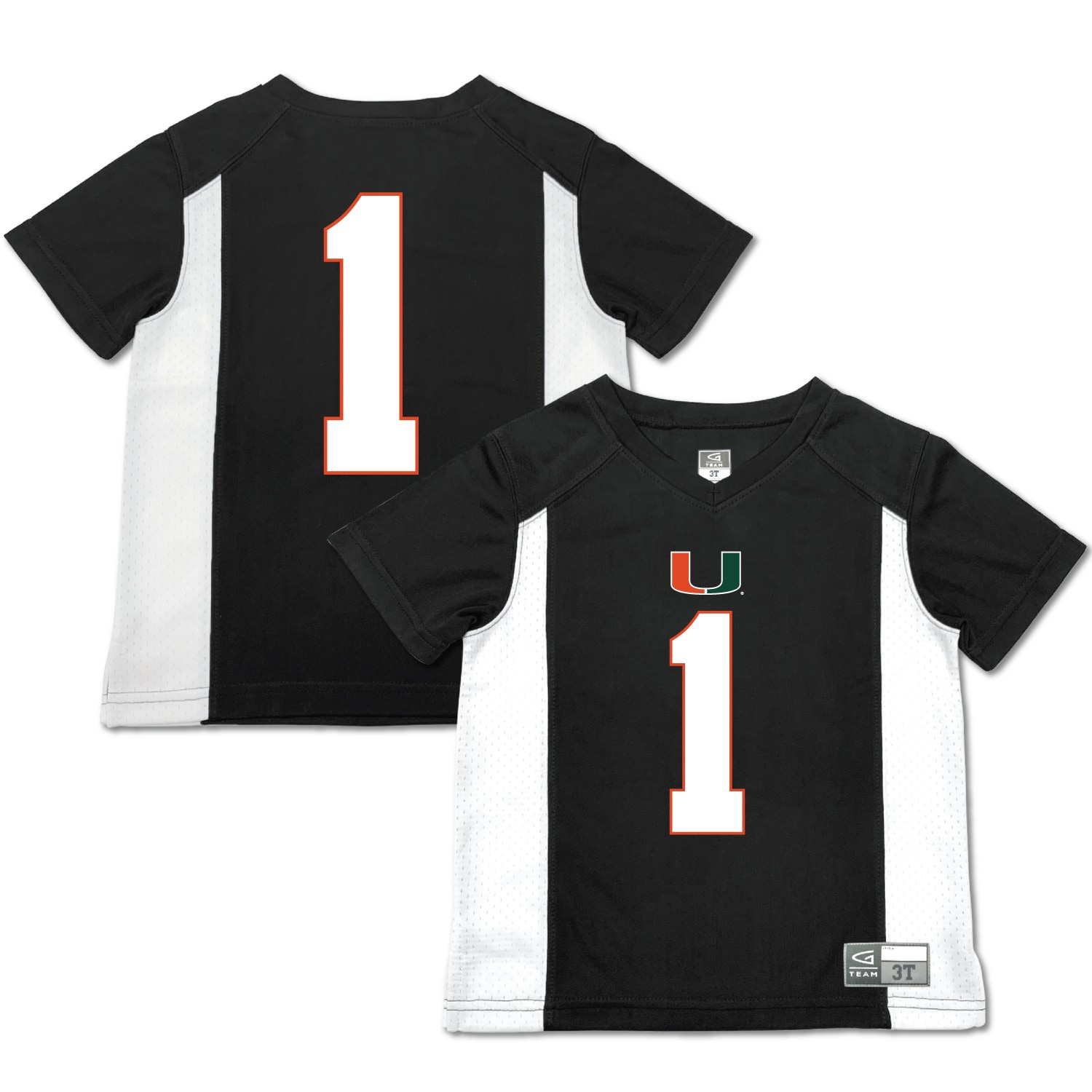 #1 Miami Hurricanes Garb Toddler Football Jersey - Black