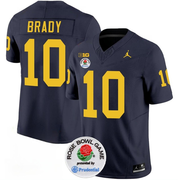 Men's U-M Wolverines Tom Brady #10 embroidered Blue 2023 high quality