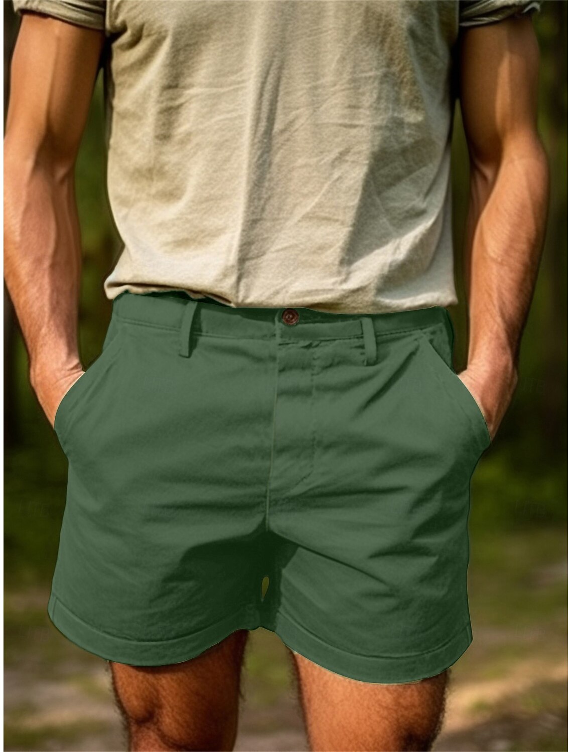 Men's Bermuda Shorts Shorts Chino Shorts Work Shorts Pocket Buttons Plain Comfort Short Daily Outdoor Going out Streetwear Stylish Khaki Black