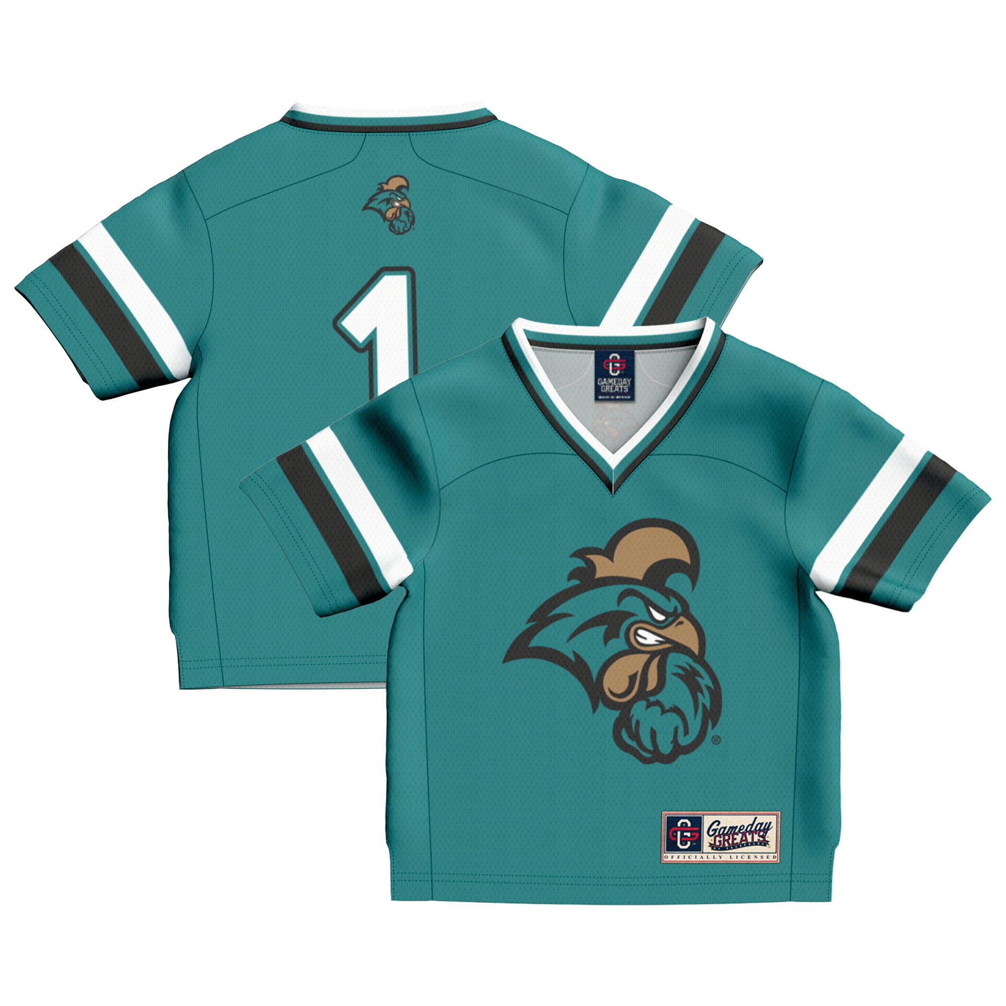 #1 Coastal Carolina Chanticleers GameDay Greats Toddler Collegiate Football Fashion 26/27 Football Jersey - Teal