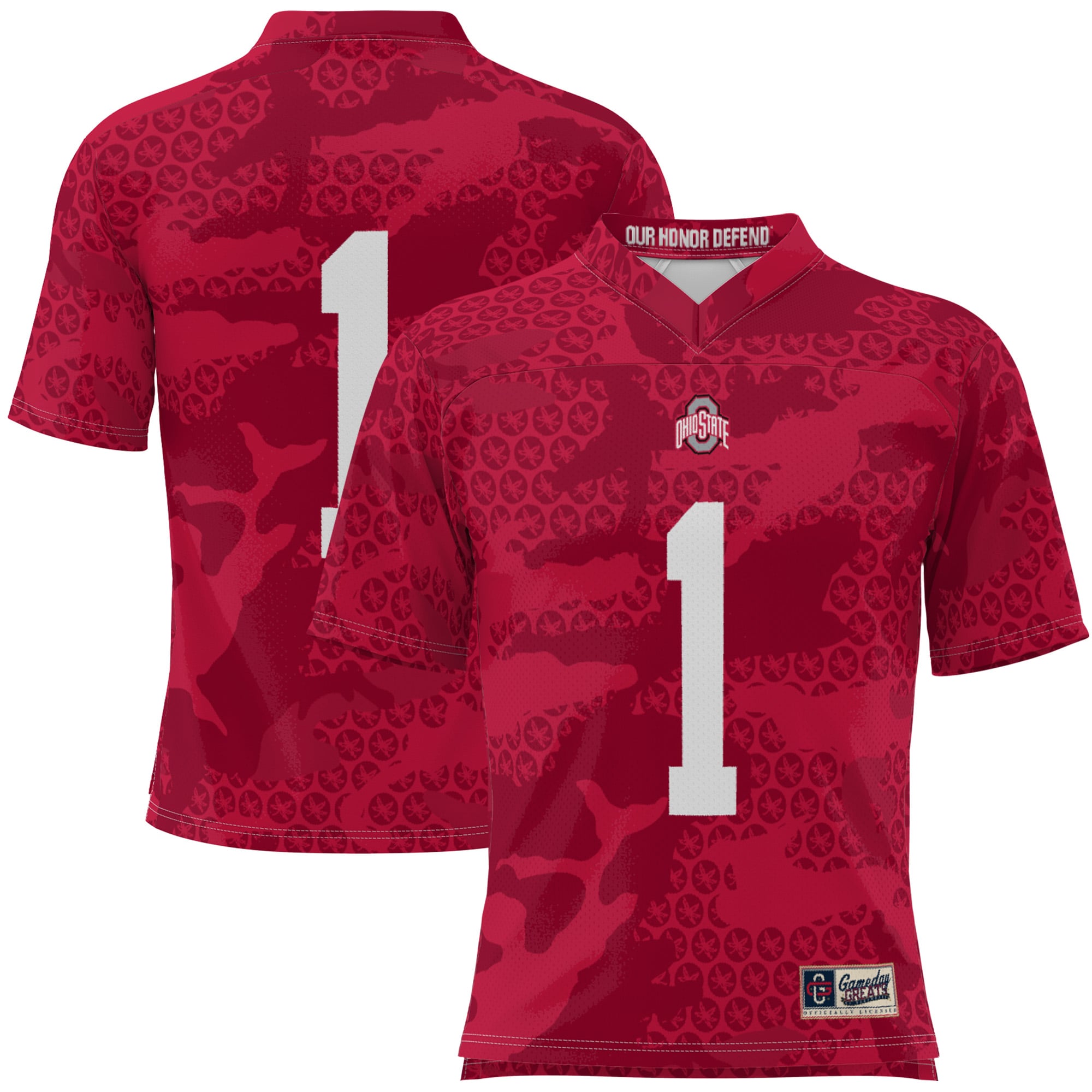 #1 Ohio State Buckeyes GameDay Greats Youth Camo 26/27 Football Jersey - Scarlet