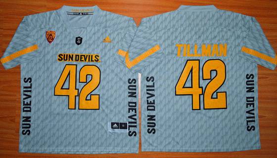 Men's None Gray 2015 game jersey Pat Tillman #42 game day Jersey