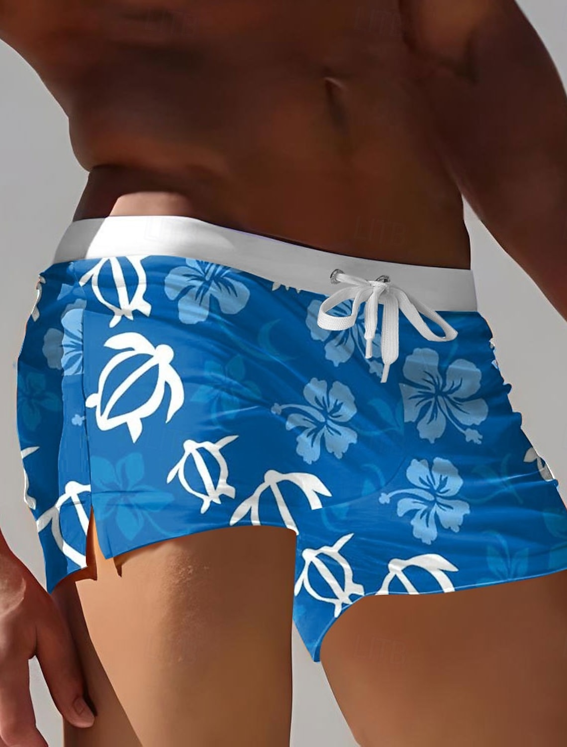 Men's Turtles Sea Creatures Swim Shorts Board Shorts Swimming Trunks Mid Waist 3D Print Hawaiian Surfing Holiday Beach Drawstring with Mesh lining Elastic Waist Designer Clothing Apparel