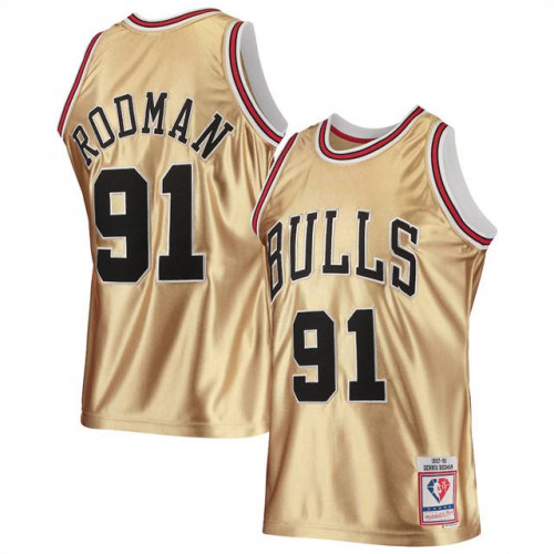 Nike Nuggets Gold Chicago Bulls #91 Jersey - Affordable Quality
