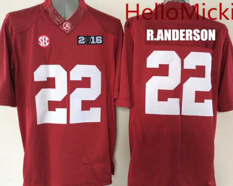 Men's Bama Crimson Tide #22 Ryan Anderson Red 2016 game jersey