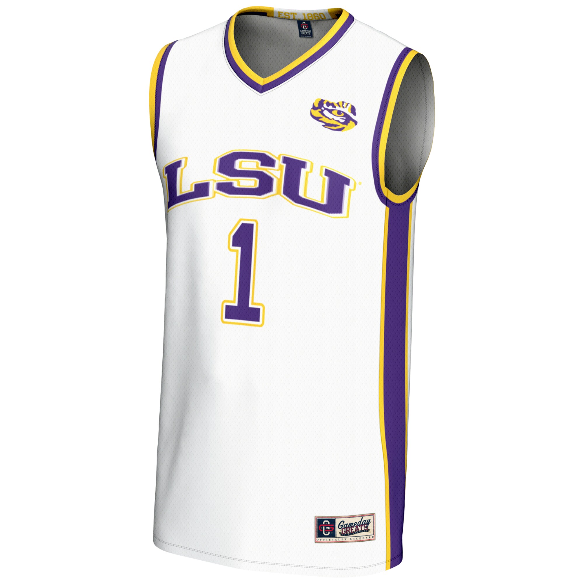 [DDG] LSU Tigers GameDay Greats Youth Lightweight Basketball Jersey - White
