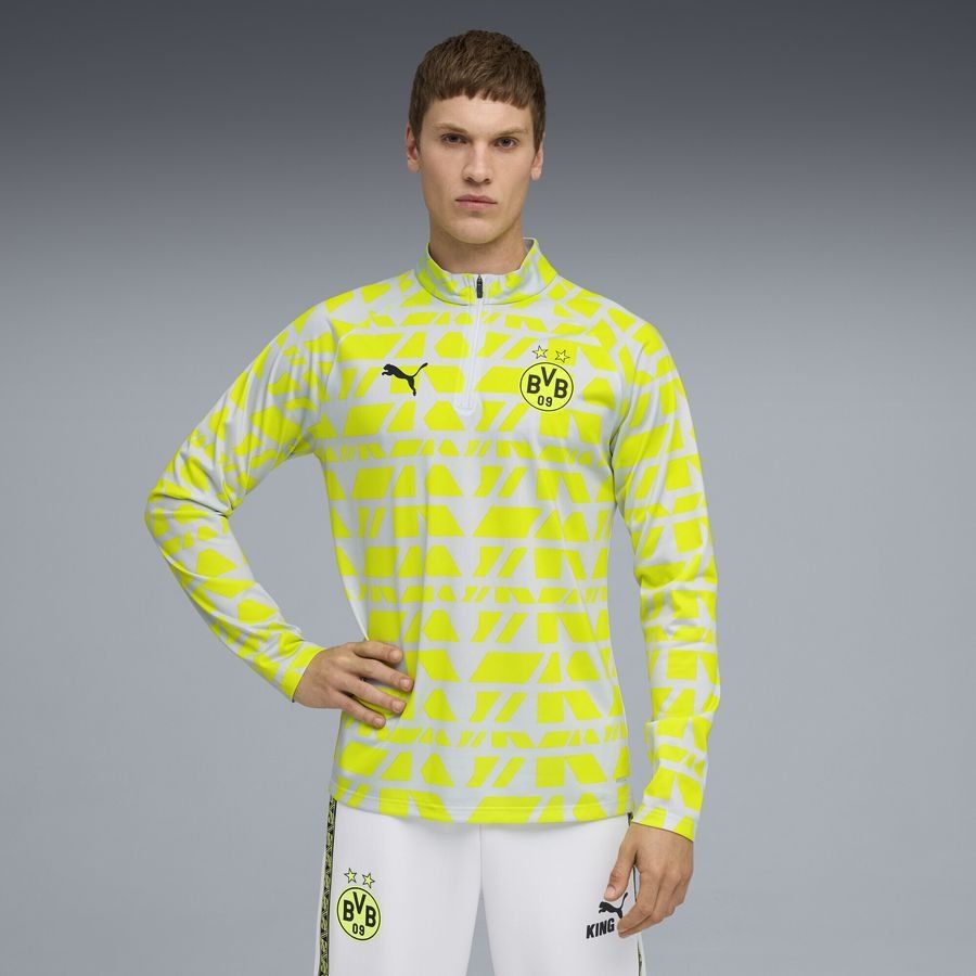 Dortmund Training Shirt Pre Match 1/4 Zip - Silver Metallic/Yellow Alert