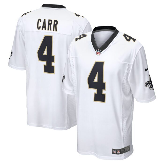 Men's New Orleans Saints Derek Carr Nike White Game Player...
