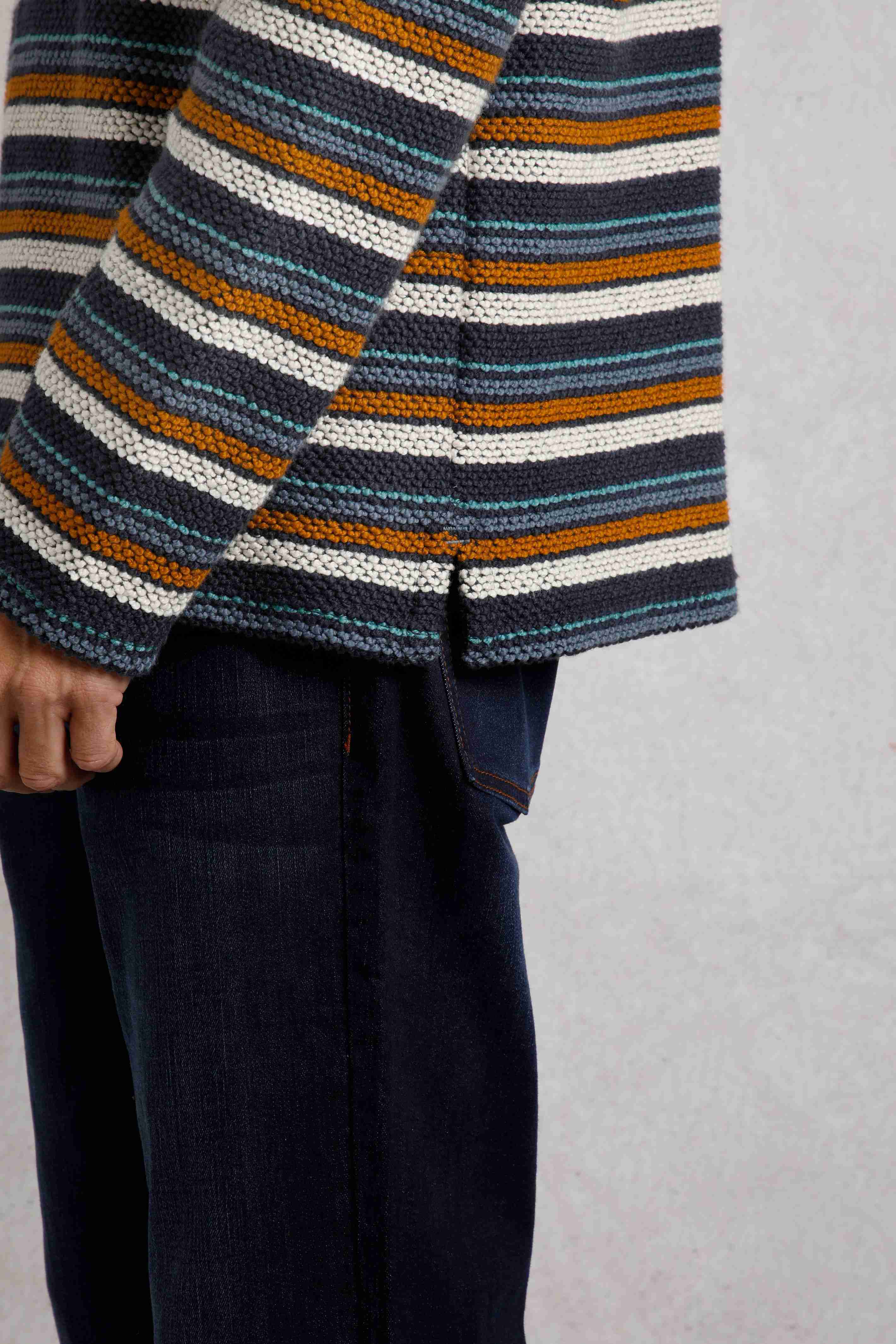 Oscar 1/4 Zip Stripe Kierra Macaroni Sweatshirt Navy