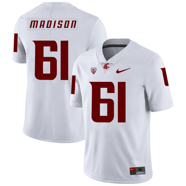 premium Men's None Cole Madison #61 White 2024 Football Jersey