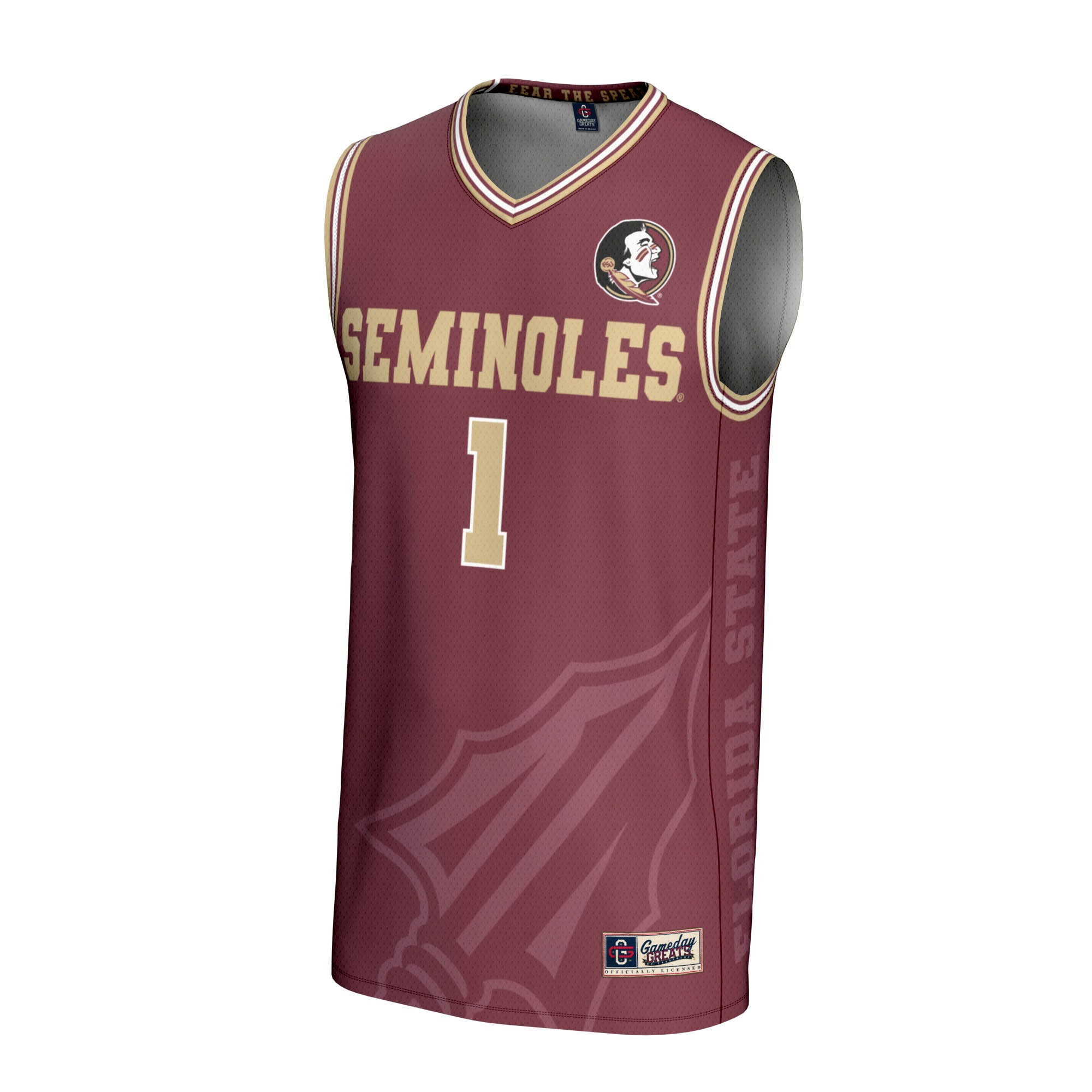 [NJP] Florida State Seminoles GameDay Greats Unisex Lightweight Icon Print Basketball Jersey - Garnet