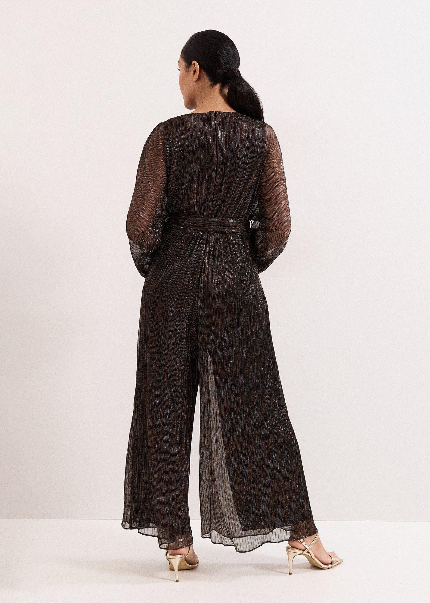 Petite Rachel Plisse Metallic Jumpsuit