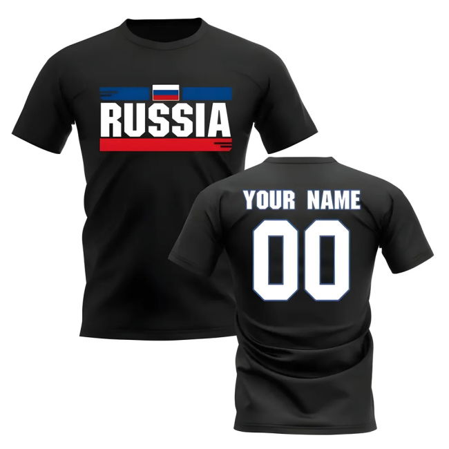 Personalised Russia Fan Football T-Shirt (Black) Oranje